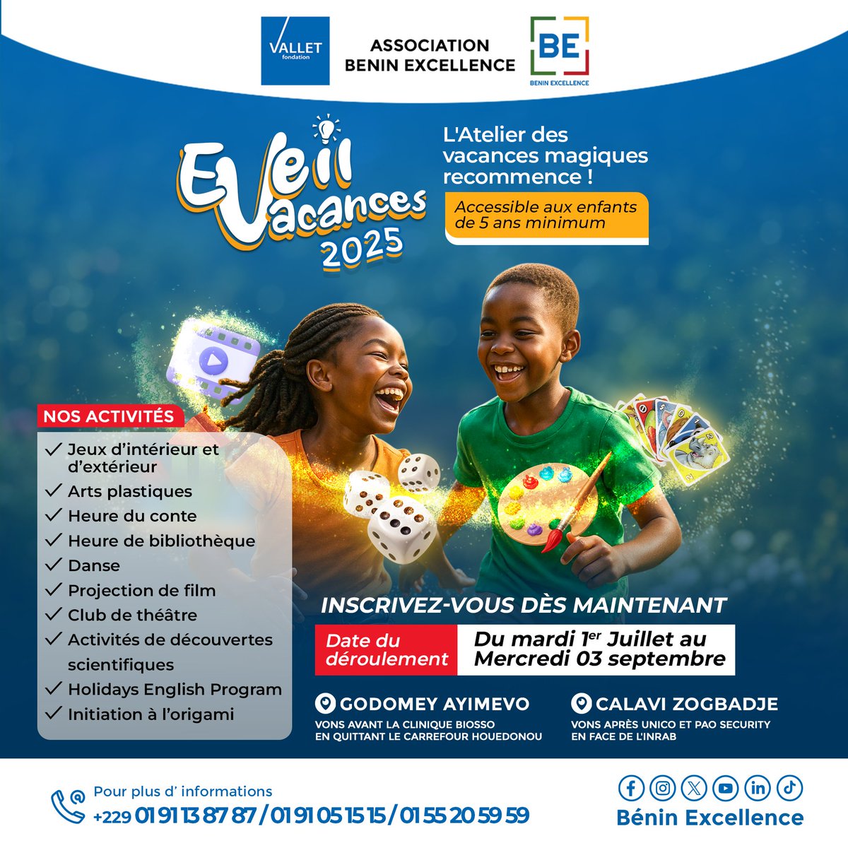 📷 Inscris-toi à Éveil Vacances et prépare-toi à vivre des moments inoubliables !
Éveil vacances ? À découvrir via notre compte TikTok vm.tiktok.com/ZMSaFMn6h/ 📷
Passons les vacances autrement ! 📷
#ÉveilVacances #VacancesApprenantes #FunEtApprentissage #InscriptionsOuvertes