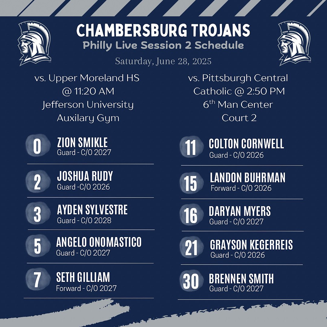 Philly Live schedule &amp; roster for this coming weekend at Jefferson University. Go Trojans! #berelentless
