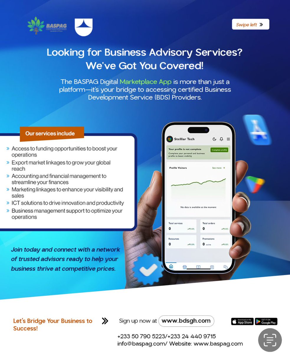 BaspagSocial's tweet photo. Looking to grow your business with expert guidance? Connect with trusted Business Development Service providers today via the BASPAG Digital Marketplace App!

#BASPAG #SMEGrowth #BDS https://t.co/ceftWYVlPo
