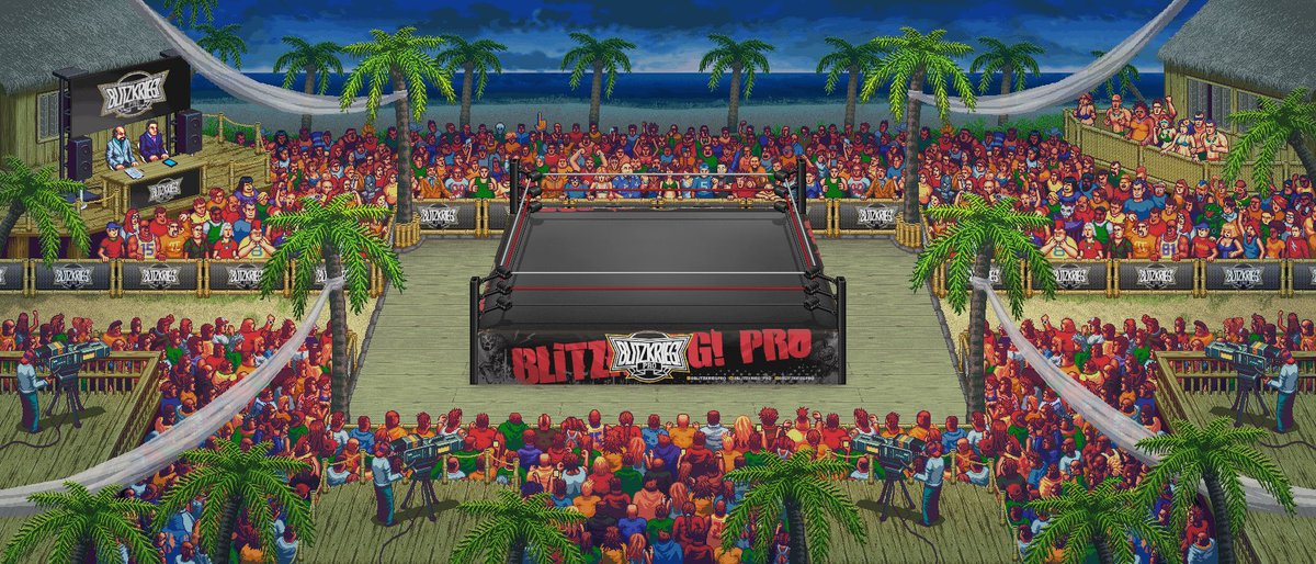 👾🎮ATTN: GAMERS🎮👾

We are thrilled to be working with <a href="/RetrosoftStudio/">RetroMania Wrestling</a> &amp; RetroMania Wrestling to immortalize the Blitzkrieg! Luau

This is the 1st draft of what will be part of a DLC dropping on Sept 13th along with a <a href="/RetroWorldExpo/">Retro World Expo</a> stage as well!

Honored. 🌴