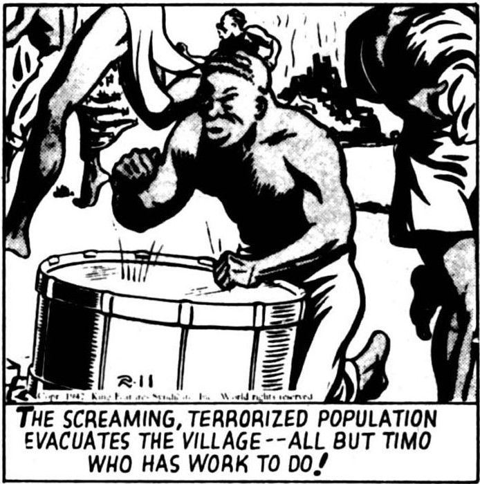 Chronicle_Tweet's tweet image. In the #Phantom Goes to War story, Timo - Gurans son was shot at after warning of the invasion. Did he die after showing heroism or is he still alive? He has never been shown in another Phantom story after

Art by #RayMoore
#ThePhantom #LeeFalk #kingfeaturessyndicate