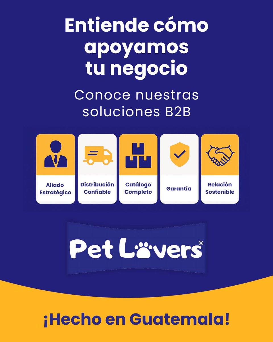 CodiguaPetLover's tweet photo. ¿Distribuís productos para mascotas?
Pet Lovers® es tu aliado estratégico:
📦 Catálogo completo
🔒 Garantía real
🌎 Red nacional

👉 https://t.co/c8V2JcPRX5
#PetLoversGT #HechoEnGuatemala https://t.co/XIeu7JeO2M