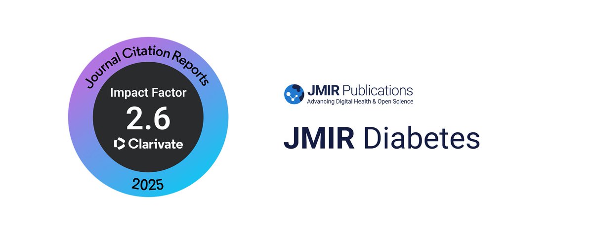 JMIR Diabetes receives its inaugural Journal Impact Factor: 2.6! 📊 Q2 in Health Care Sciences &amp; Endocrinology.
🔗 hubs.la/Q03thbVM0

#DiabetesCare #mHealth #JCR2025 <a href="/drricardocorrea/">Ricardo Correa MD, EdD, FACP, FACE, FAPCR, FACMQ</a> <a href="/LisheyuSheyu/">Sheyu Li</a>