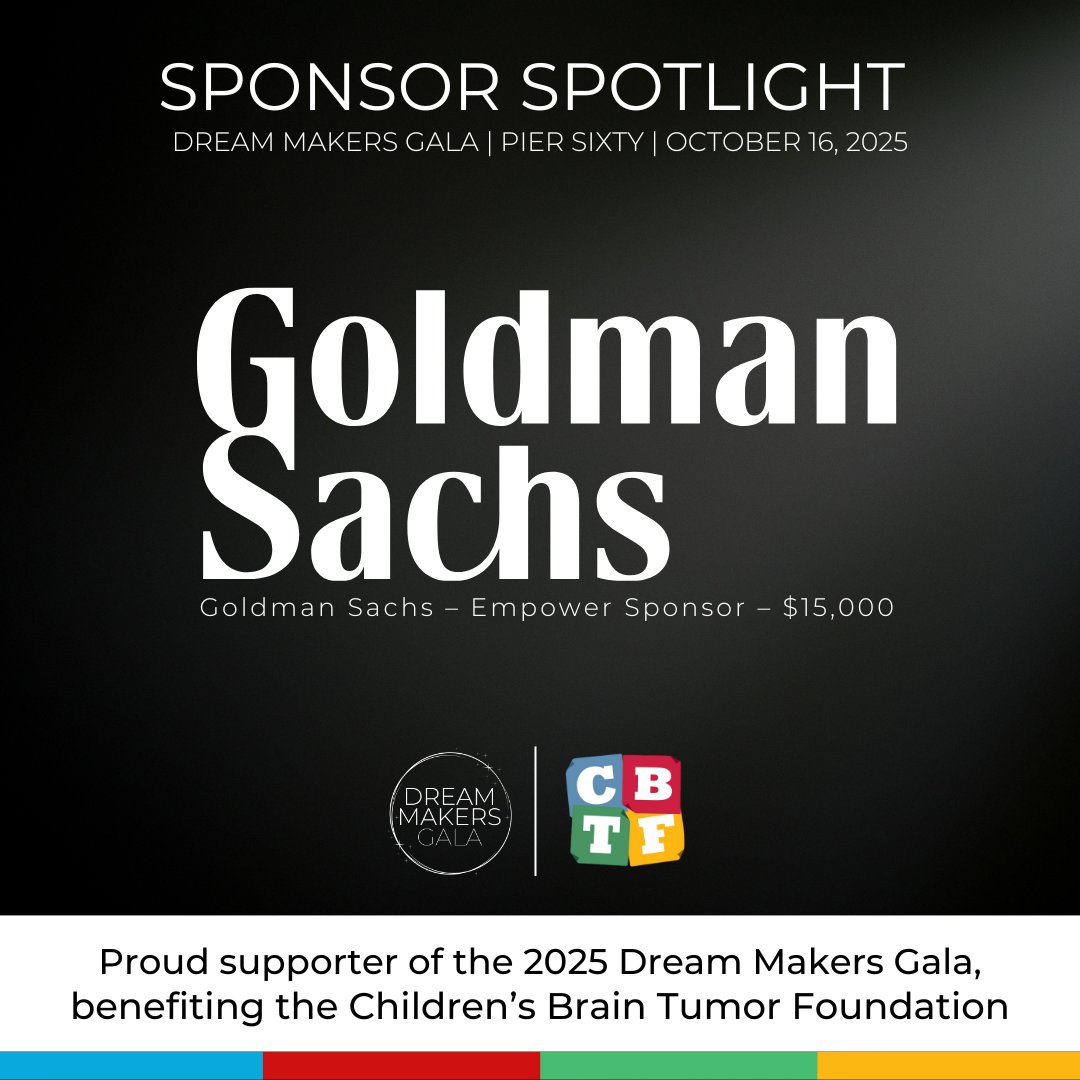 Children’s Brain Tumor Foundation (@cbtf_org) on Twitter photo We’re proud to welcome <a href="/GoldmanSachs/">Goldman Sachs</a> as an Empower Sponsor for our 2025 Dream Makers Gala! Their $15K gift fuels hope for kids and families facing brain and spinal tumors. 💙
Learn more: cbtf.org/gala
#DreamMakersGala #CBTF #SponsorSpotlight We’re proud to welcome <a href="/GoldmanSachs/">Goldman Sachs</a> as an Empower Sponsor for our 2025 Dream Makers Gala! Their $15K gift fuels hope for kids and families facing brain and spinal tumors. 💙
Learn more: cbtf.org/gala
#DreamMakersGala #CBTF #SponsorSpotlight