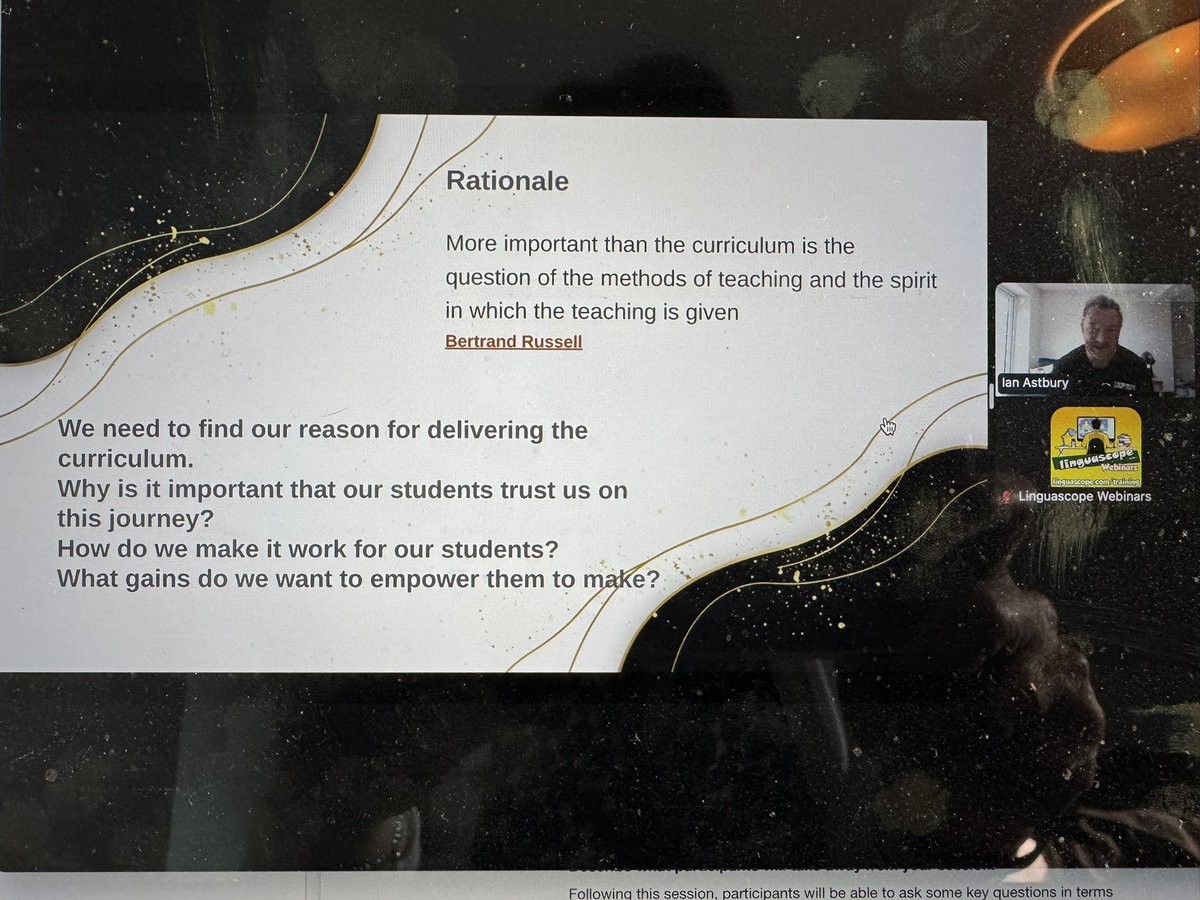 Crista (@cristahazell) on Twitter photo Ian sharing his Rationale as well as his department’s languages #curriculum with in tonight’s <a href="/linguascope/">Linguascope</a> webinar talking #curriculumdesign in MFL #mfltwitterati #mflchat #langchat #linguascopewebinars Ian sharing his Rationale as well as his department’s languages #curriculum with in tonight’s <a href="/linguascope/">Linguascope</a> webinar talking #curriculumdesign in MFL #mfltwitterati #mflchat #langchat #linguascopewebinars