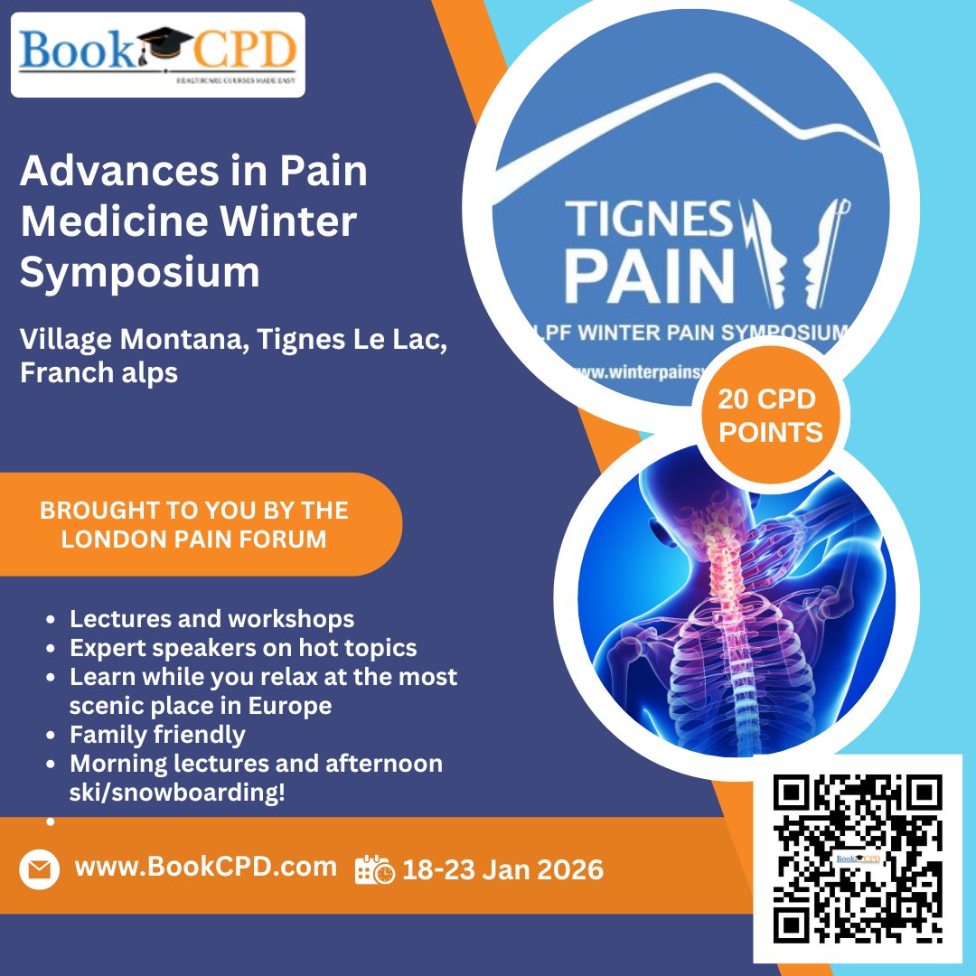 bookcpd's tweet image. Advances in Pain Medicine - Winter symposium at the French alps brought to you by London pain forum. Visit BookCPD.com to register. #skiandlearn #painmanagement #pain #interventionalpain @CiaranWazir