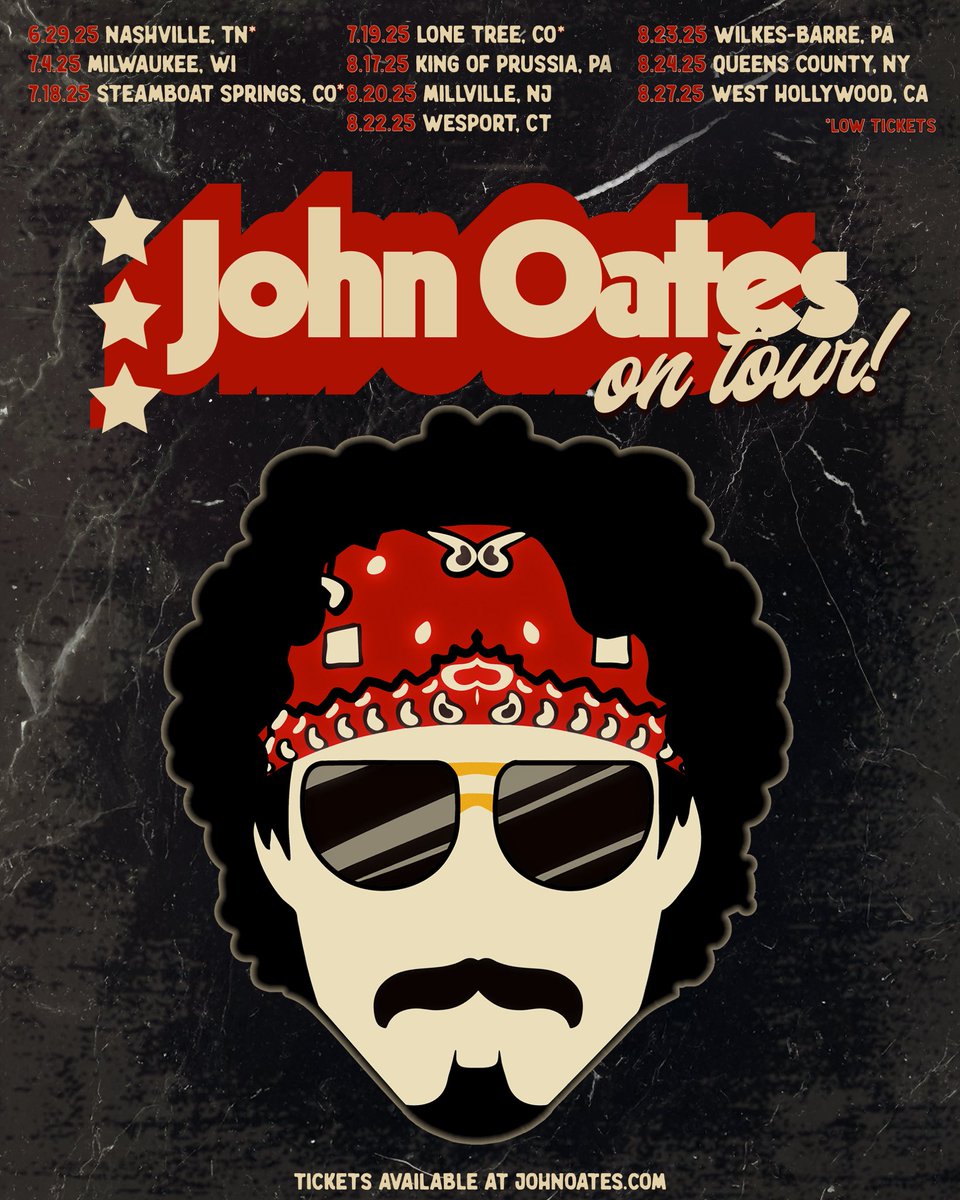 JohnOates's tweet image. Tour starts this Sunday at Analog at Hutton Hotel in Nashville, then on to Wisconsin, Colorado, the East Coast, and finishing at the Troubadour in LA. Come on out!
Tickets available at johnoates.com