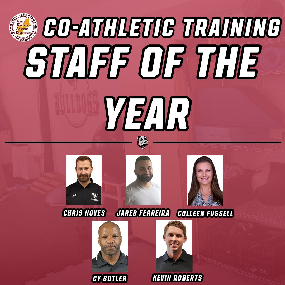 DeanAthletics's tweet image. A HUGE congratulations to our dedicated Sports Medicine staff on being recognized as Co-GNAC Athletic Training Staff of the Year! 🎉
#BulldogNation #SportsMedicine