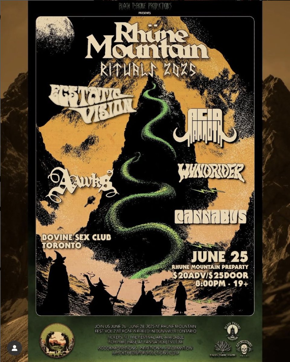 Black Throne Productions (@_blackthrone_) on Twitter photo ⛰️ Come on out to the Rhüne Mountain festival pre-party tomorrow night in Toronto! ⛰️ Come on out to the Rhüne Mountain festival pre-party tomorrow night in Toronto!