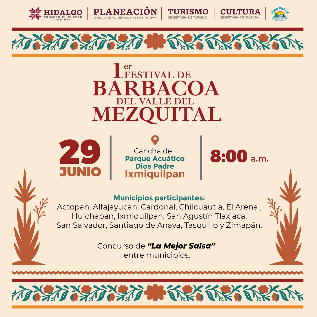 PlaneacionHgo's tweet photo. ¡Llega el sabor más auténtico del Valle del Mezquital! 

👉 Ven al Primer Festival de la Barbacoa del Valle del Mezquital y vive una experiencia única con lo mejor de nuestra cultura, tradición y gastronomía.
 👨‍👩‍👧 Actividades para toda la familia. https://t.co/ZGVu18qjHr