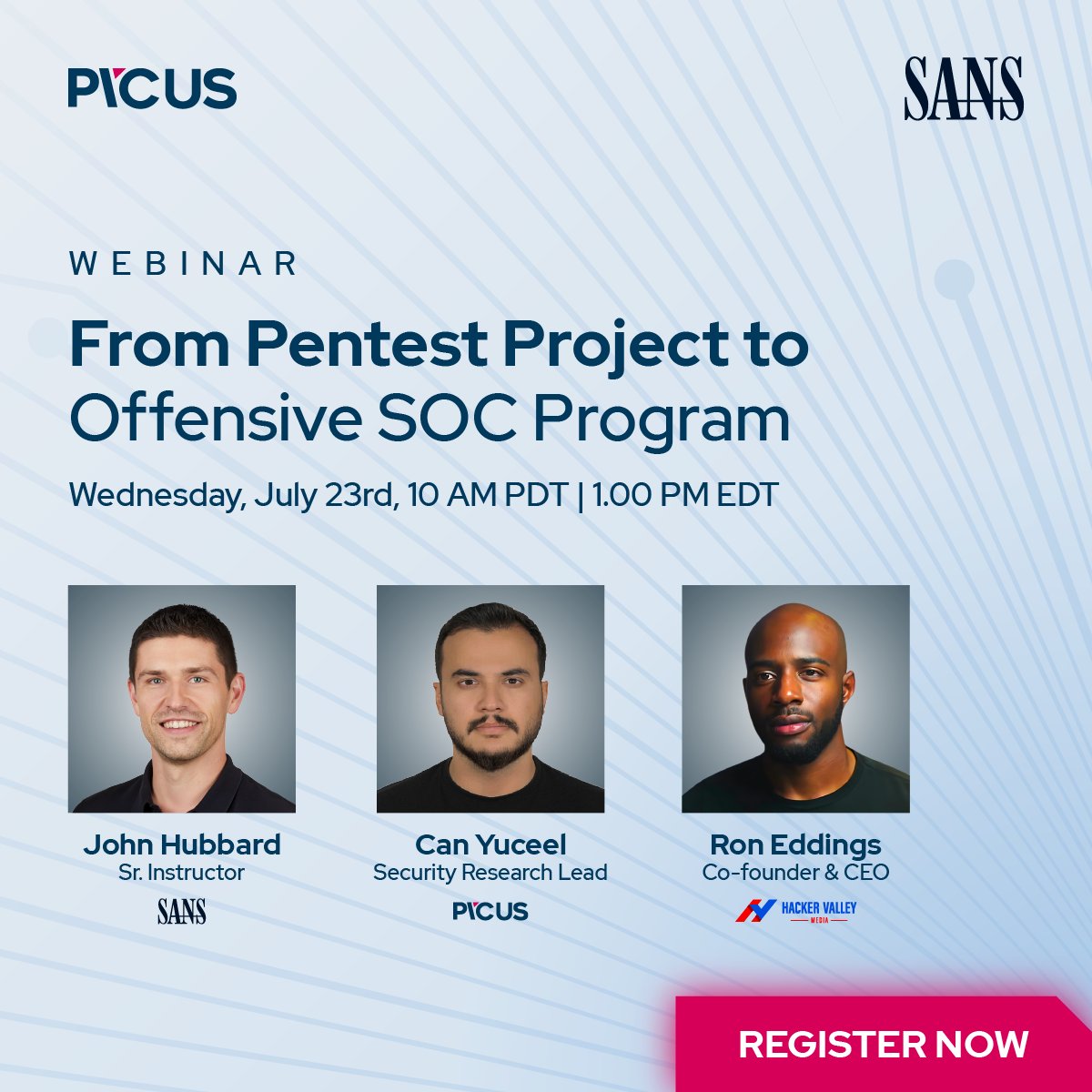 Picus Security (@picussecurity) on Twitter photo Annual pentests show yesterday’s risks—attackers exploit today's.
Join <a href="/SecHubb/">John Hubbard</a> from <a href="/SANSInstitute/">SANS Institute</a>, <a href="/ronaldeddings/">Ron Eddings</a> from <a href="/TheHackerValley/">Hacker Valley Media</a>, and Hüseyin Yüceel from Picus Security on July 23, 10AM PDT, to see how top SOCs leverage continuous pentesting to build proactive Annual pentests show yesterday’s risks—attackers exploit today's.
Join <a href="/SecHubb/">John Hubbard</a> from <a href="/SANSInstitute/">SANS Institute</a>, <a href="/ronaldeddings/">Ron Eddings</a> from <a href="/TheHackerValley/">Hacker Valley Media</a>, and Hüseyin Yüceel from Picus Security on July 23, 10AM PDT, to see how top SOCs leverage continuous pentesting to build proactive