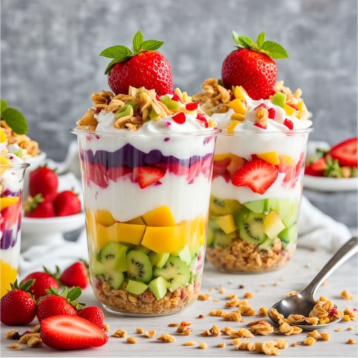 These colorful and refreshing parfaits are a wonderful gift from nature!🍓🥝