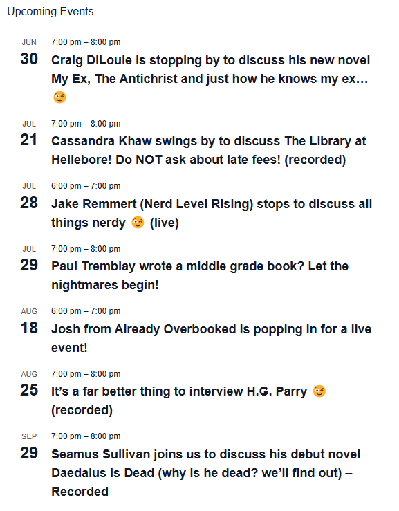 I've somehow mashed all my horror interviews together and it's not for October... what was I thinking?