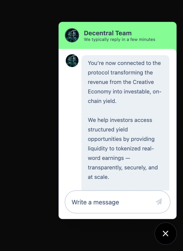 guess what the team just shipped? 

our brand new Referral Dashboard! 

1. now you can collect points and earn yield from referrals to <a href="/usedecentral/">Decentral</a> 

2. also, we added live support by chat in the platform (I personally don't want to hop in a group chat or discord channel to