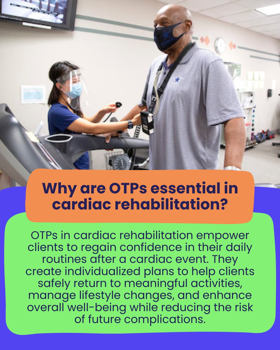 Recovering from a cardiac event doesn’t mean giving up what you love—OT can help! In cardiac rehab, occupational therapy practitioners (OTPs) work with clients to rebuild endurance, modify routines, and develop heart-healthy habits. #WhyChooseOT #CardiacRehab #OccupationalTherapy
