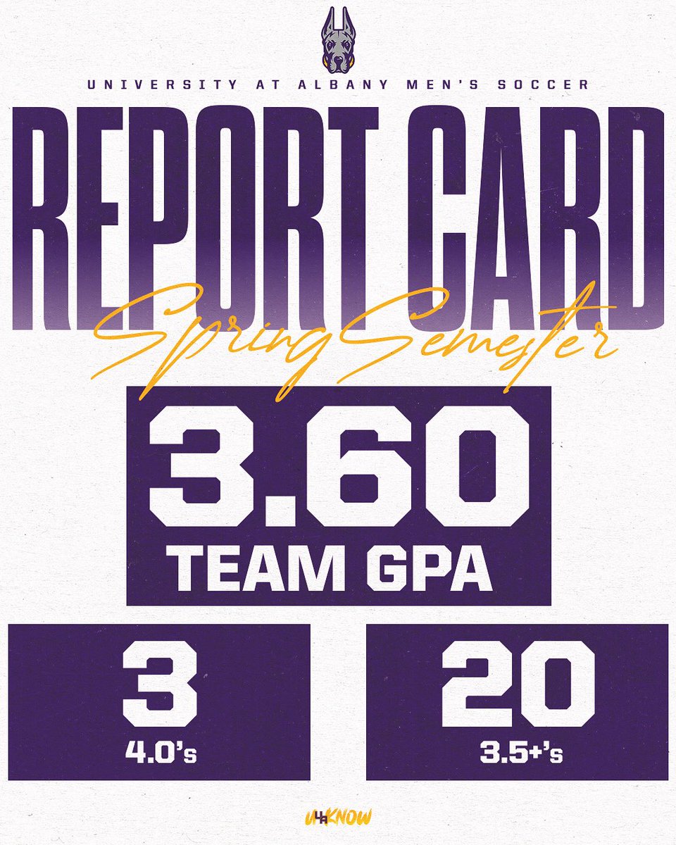 Successful semester in the classroom ✅ 

Team GPA: 3.6

4.0’s: 3
3.8+’s: 12
3.5+’s: 20
3.0+’s: 26

🤝 📚 💪 

#UAlbanyFutbol