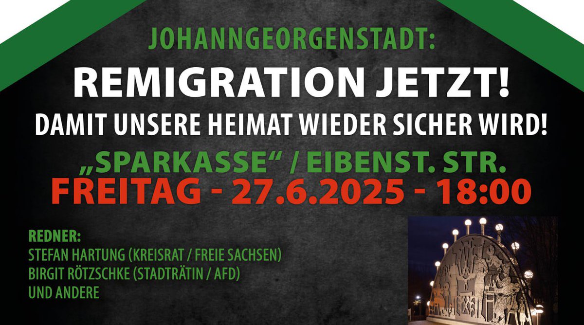 Als Reaktion auf den brutalen Überfall wird es Freitag eine große Demonstration in Johanngeorgenstadt geben. Das Erzgebirge wehrt sich!