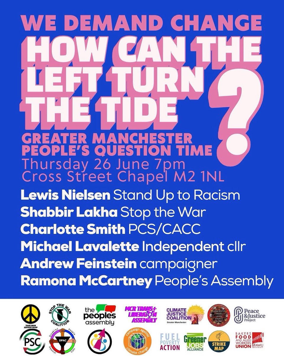 PplsAssemblyMcr's tweet image. ‼️Reminder - join us this Thursday 26th June, 6pm, Cross Street chapel 👇🏼👇🏼
Please book your free ticket here: eventbrite.com/e/peoples-ques…