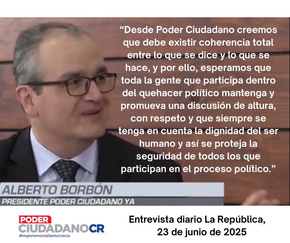 PoderCiudadCR's tweet photo. Estamos a pocos meses del inicio de la campaña política, en un ambiente de  mucha tensión nacional. 
¿Cómo será el tono del discurso de los participantes? 

Nuestro presidente, Alberto Borbón, compartió su perspectiva en entrevista del diario La República. https://t.co/gyHLfvCZoK