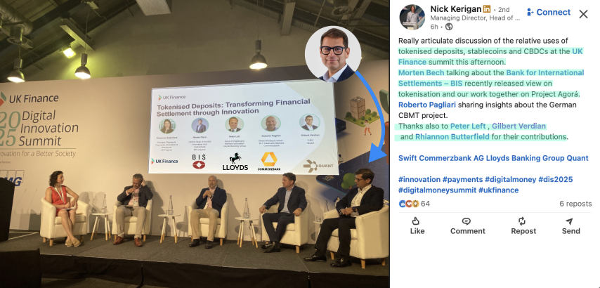 🧩New piece to $QNT x Project Agora's been added

UK Finance is holding a summit around stablecoins, CBDCs &amp; tokenized deposits.

An area they're quite familiar with given their organization of UK RLN orchestrated with Overledger

But here they're discussing BIS Agora &amp; as we