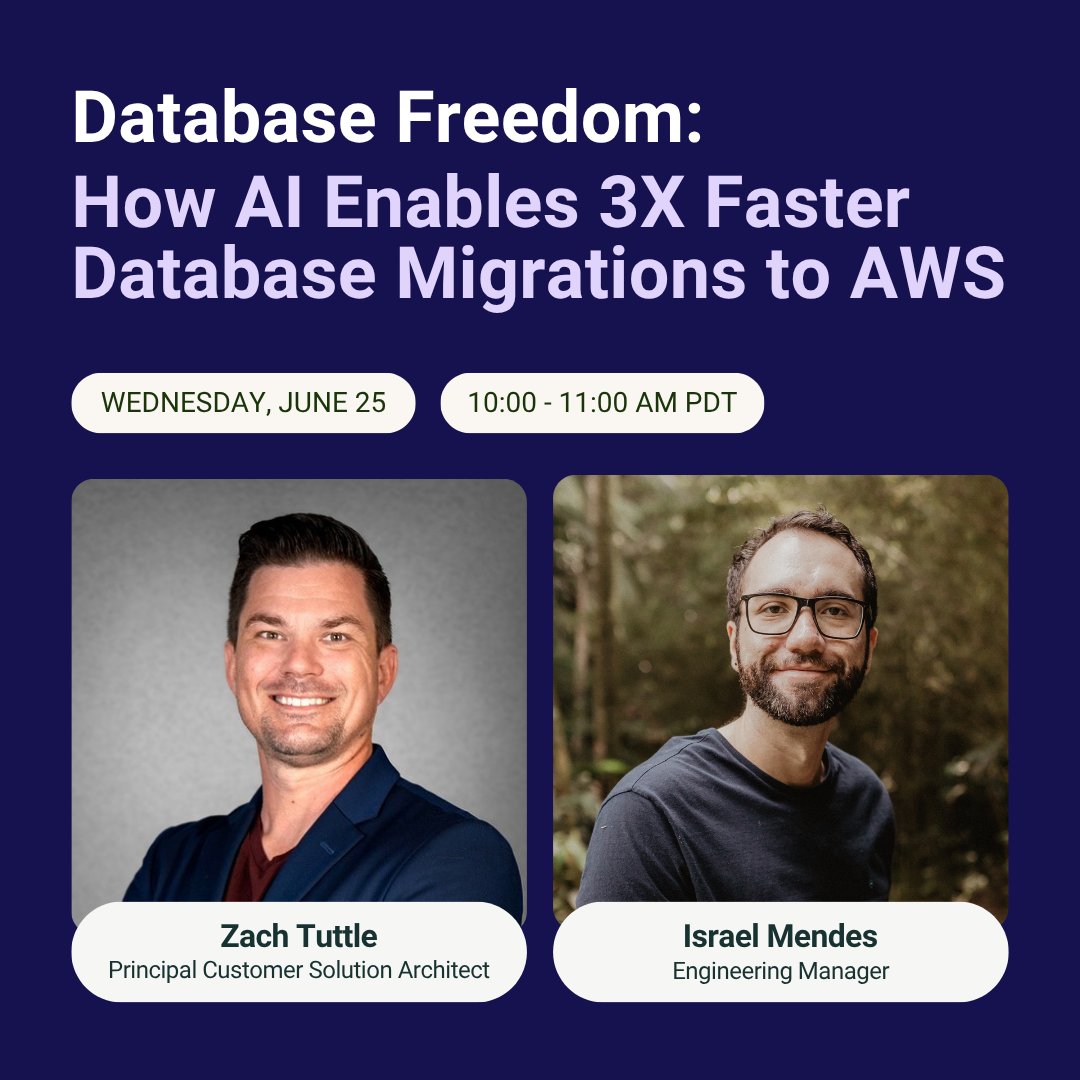 Migrating to the cloud is key for many organizations, but the complexity, cost, and risk of traditional database migrations can hold you back. That’s where Caylent Accelerate™ comes in to change the game!

Join Israel Mendes and Zach Tuttle tomorrow at 10 am PT as they share:
🔹