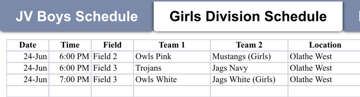 6v6Great's tweet photo. See everyone tonight! Schedules below! See everyone at OW or MV! Drink lots of water and hydrate today! https://t.co/fKWJdCAvjD