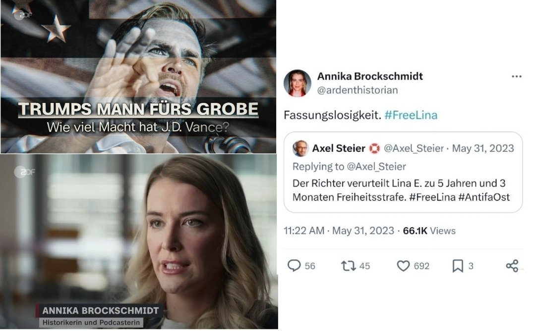 Die in der ZDF Dokumentation über J. D. Vance interviewte Historikerin solidarisierte sich mit der Linksterroristin Lina E. (Hammerbande). #OerrBlog