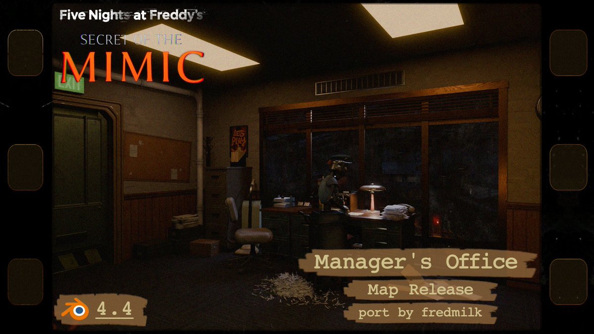 Manager's Office port for Blender 4.4!  

*Includes the Storage Area, Jackie's Showroom and of course Manager's Office!

deviantart.com/fredmilk/art/S…

#fnaf #SOTM #Blender