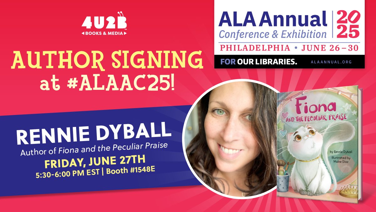 4U2B Books &amp; Media is excited to participate in #ALAAC25! What are you most looking forward to this year? We are most excited to meet you and that you can meet our author, Rennie Dyball!

Stop by Booth #1548E on Friday 6/27 from 5:30-6:00 EST for a book signing! 

See you soon!