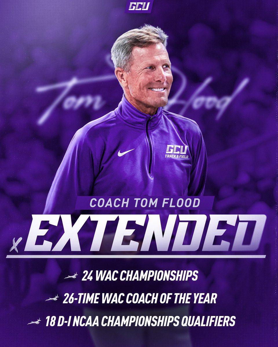 GCU_Lopes's tweet image. Year 16 and counting...

26-time WAC Coach of the Year @flashflood32 has agreed to a contract extension to continue leading @GCU_TrackXC.

📰 » lopes.news/flood