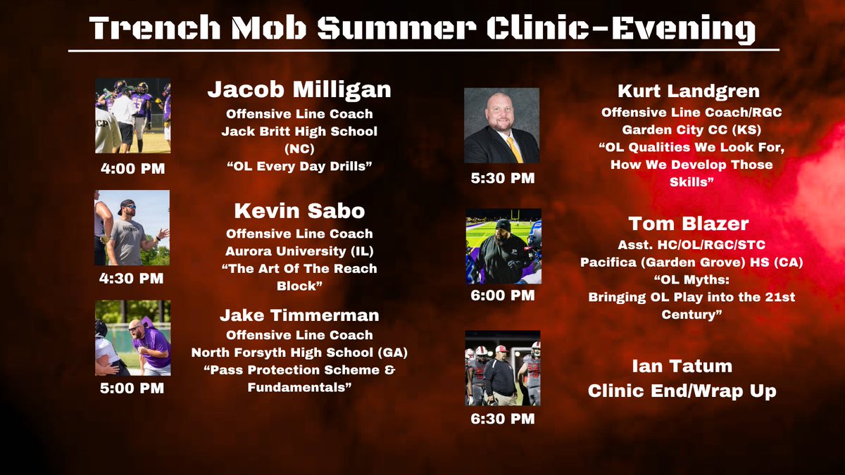 Ian Tatum 🏈 (@coachtatum90) on Twitter photo 4 days left!
The Trench Mob Summer Clinic is presented by <a href="/coaching_share/">CoachingShare.com</a>
100% Free & Online
Full Clinic will be available for replay afterwards!
DM me for register! 4 days left!
The Trench Mob Summer Clinic is presented by <a href="/coaching_share/">CoachingShare.com</a>
100% Free & Online
Full Clinic will be available for replay afterwards!
DM me for register!