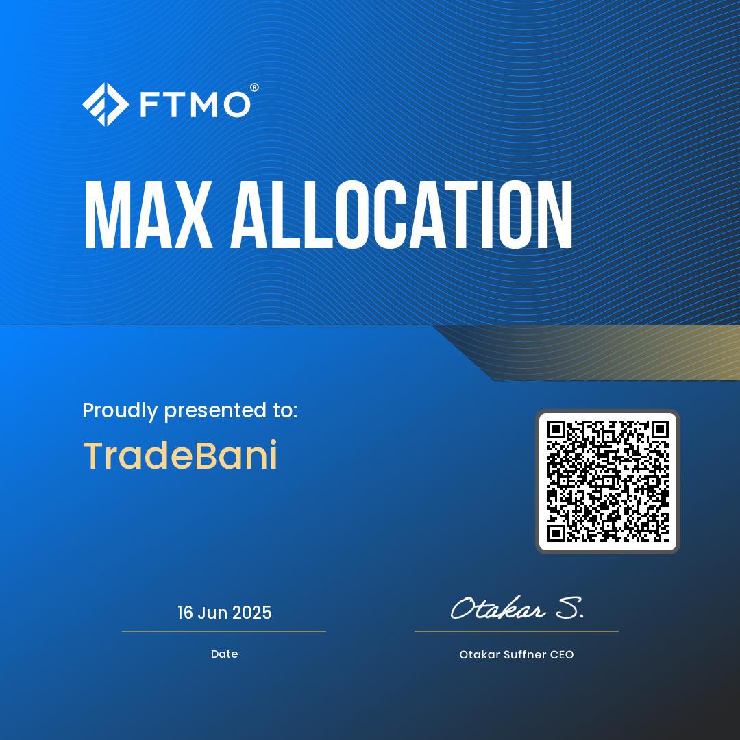 Just got scaled up with <a href="/FTMO_com/">FTMO.com</a> 

Which means I now get 90% profit split 
AND an added 25% to the account balance 

Meaning my 200k is now 250k 🙌

+ I got max allocation last week, bringing me to $450k with FTMO 

Also received payout today ✅

Alhamdulillah