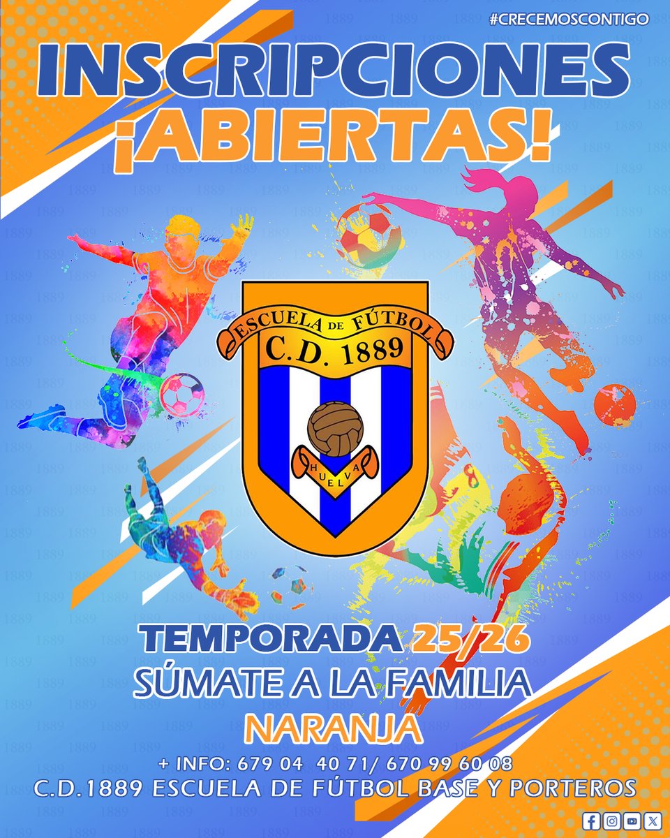 cd1889's tweet image. INSTITUCIONAL | ¡Inscripciones abiertas temporada 25/26!
Nueva temporada, nuevos retos y la misma ilusión, no lo pienses más y súmate a la familia naranja . 💪

Toda la información en:

📲 679 044 071 / 670 996 008

#Vamos89 🔵⚪️🔵

#Somos1889 #crecemoscontigo #FormandoEnValores