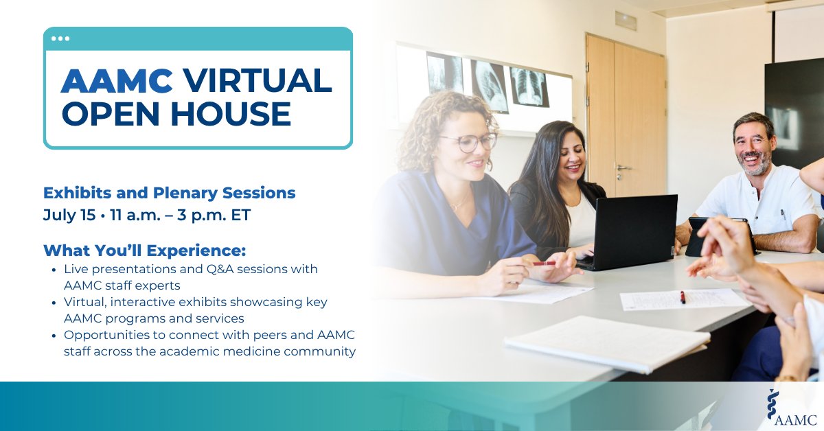 AcadMedJournal's tweet image. Interested in learning more about #publishing your #scholarship through the @AAMCtoday and its journals (@AcadMedJournal and @MedEdPORTAL)?  📅 Mark your calendar and register for the AAMC Virtual Open House next week: virtualopenhouseaamc.vfairs.com. #MedEd #Research