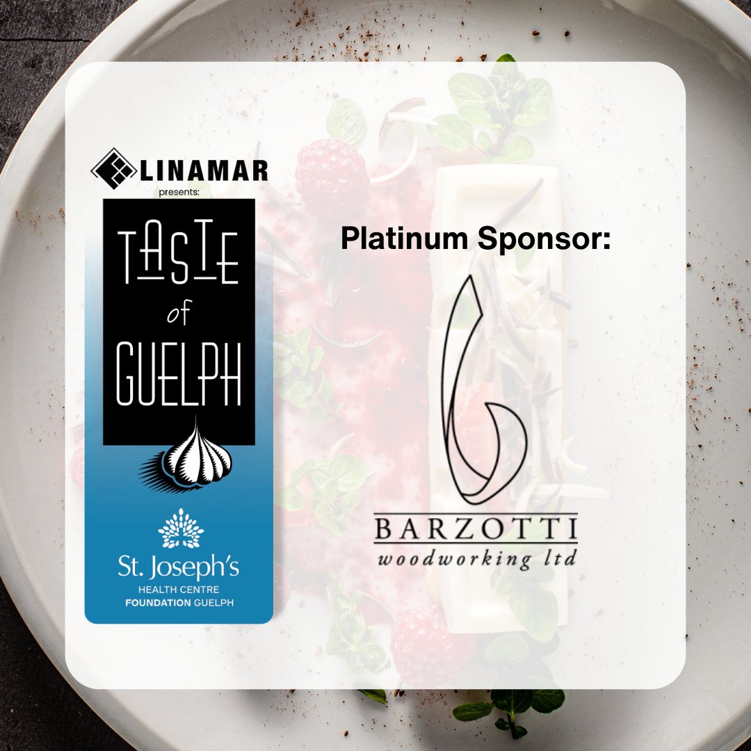 We’re excited to welcome back Barzotti Wood Working as a Platinum Sponsor of Taste of Guelph 2025! 🪵
Their continued support helps make this beloved event — and exceptional care at St. Joe’s — possible. 💙
🎟️ Get your tickets now at tasteofguelph.com