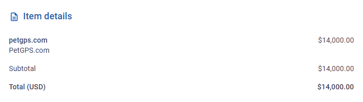 SOLD PetGPS.com for $14,000.  Paid $60.