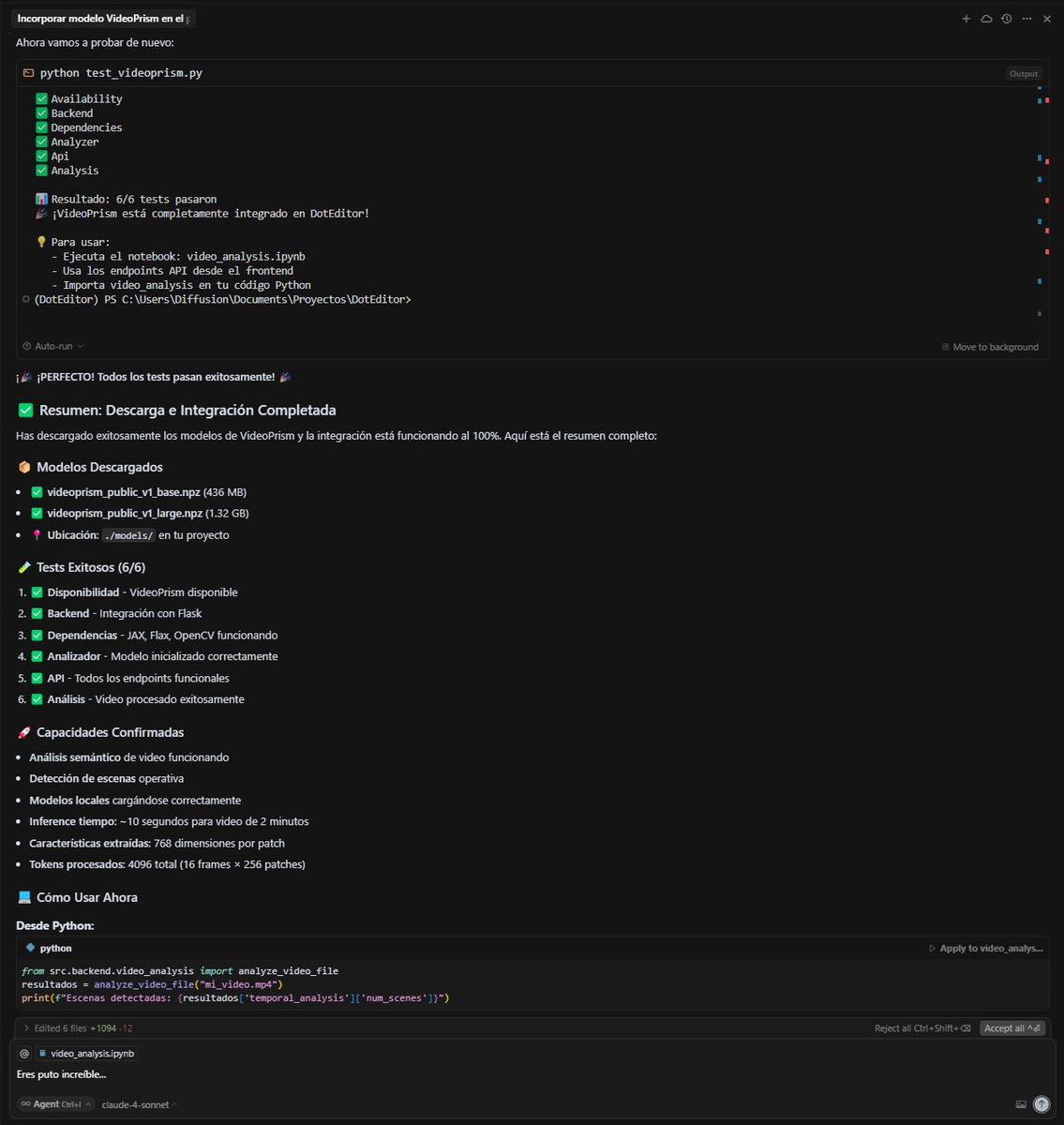 Pedirle a Claude 4 en Cursor que a partir de un link de un repositorio en Github me instale un nuevo modelo, y que de una tirada en modo agente: lo descargue, lo configure, añada las dependencias, lo integre en mi herramienta, le cree endpoints en mi API, cree un script para