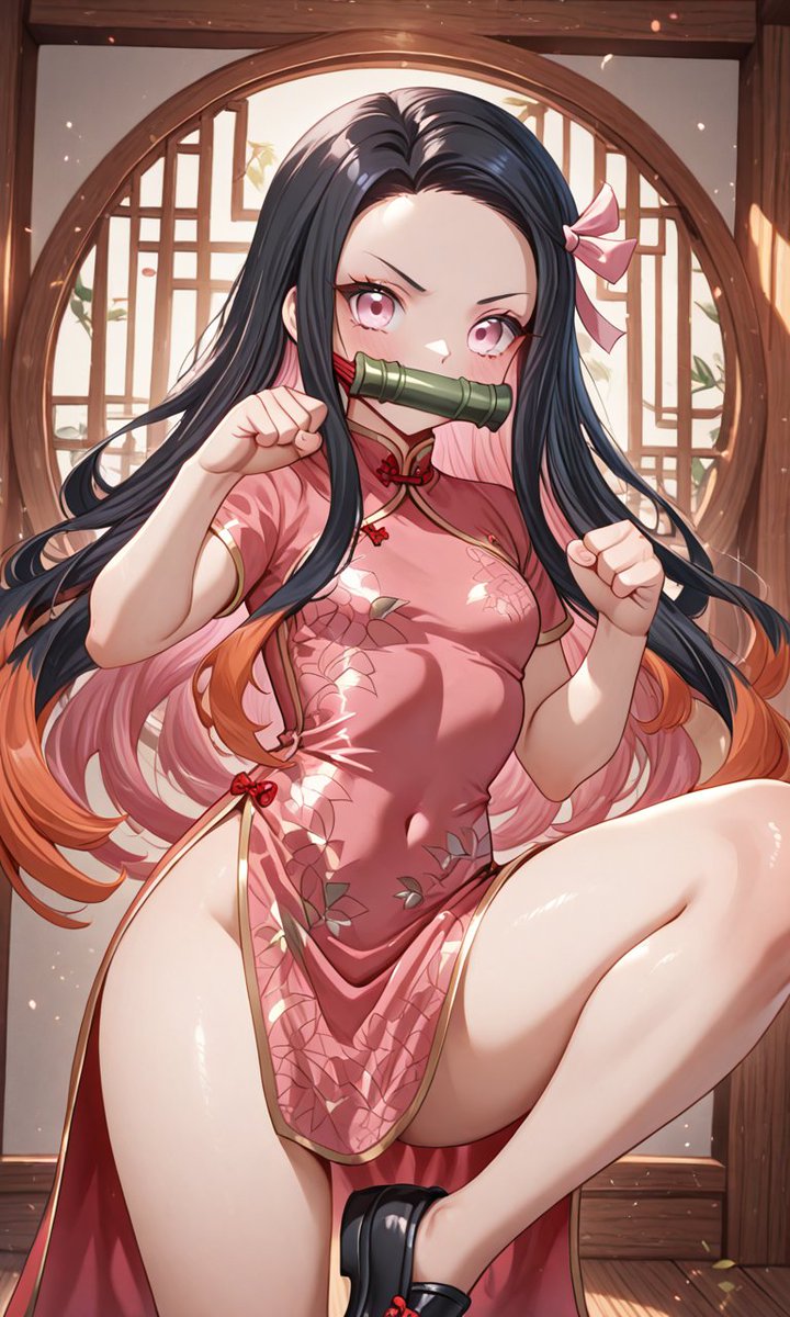 uma_lewds's tweet photo. 「コレ…ただの格闘ポーズじゃないんだから…下から覗いたら、許さないよ？…でも、見てもいいよ…特別に♥」
#鬼滅の刃 #nezuko 
#AIイラスト https://t.co/0IXfZ2EbXf