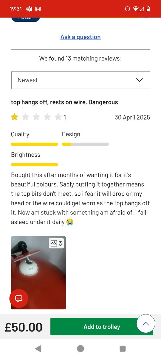Emsco_'s tweet photo. This is clearly a manufacturing issue as other people have left reviews showing exactly the same issue https://t.co/9VbEQRwwK1