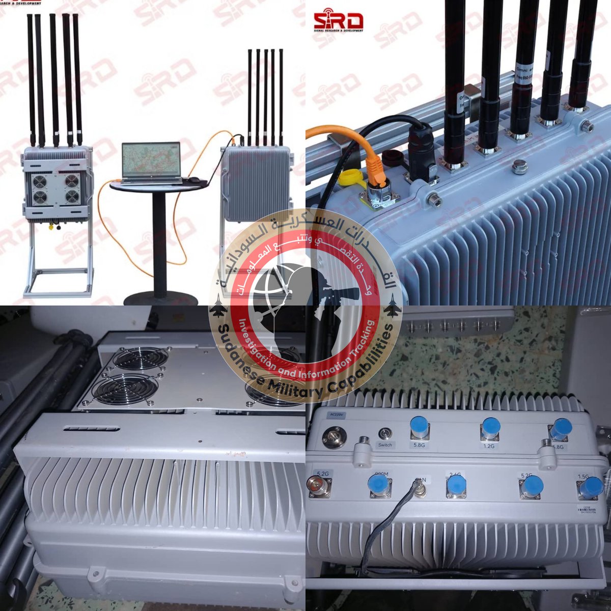 ـ أجهزة التشويش التي تم العثور عليها في المباني التي كانت "تتموضع" بها مليشيا الدعم السريع وعربات "الدفع الرباعي" التي تم العثور عليها بعده مناطق أبرزها المنطقة الغربية التي تتبع للفرقة الأولى مشاه "المناقل" هي المنظومة الصينية SRD-X2C OSJ والتي تعمل بـ 6 نطاقات ترددية تبدأ من