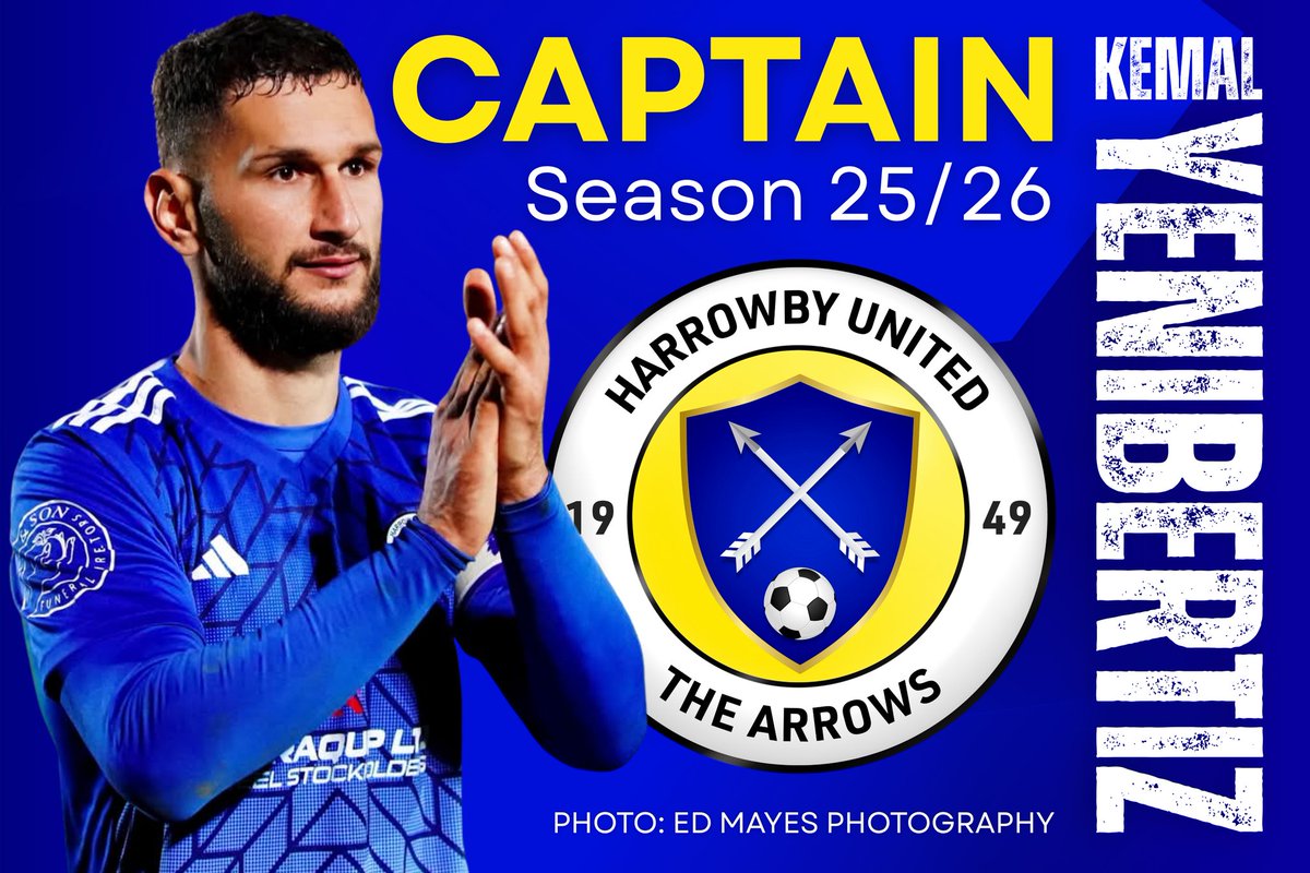 harrowbyutd1949's tweet image. 🏹CAPTAIN🏹 The club is delighted to announce that Kemal Yenibertiz has been re-elected as Club Captain for the upcoming season. Despite receiving numerous offers from other clubs, Kemal has chosen to remain with The Arrows, reaffirming his loyalty and commitment to the team.🏹⚽️