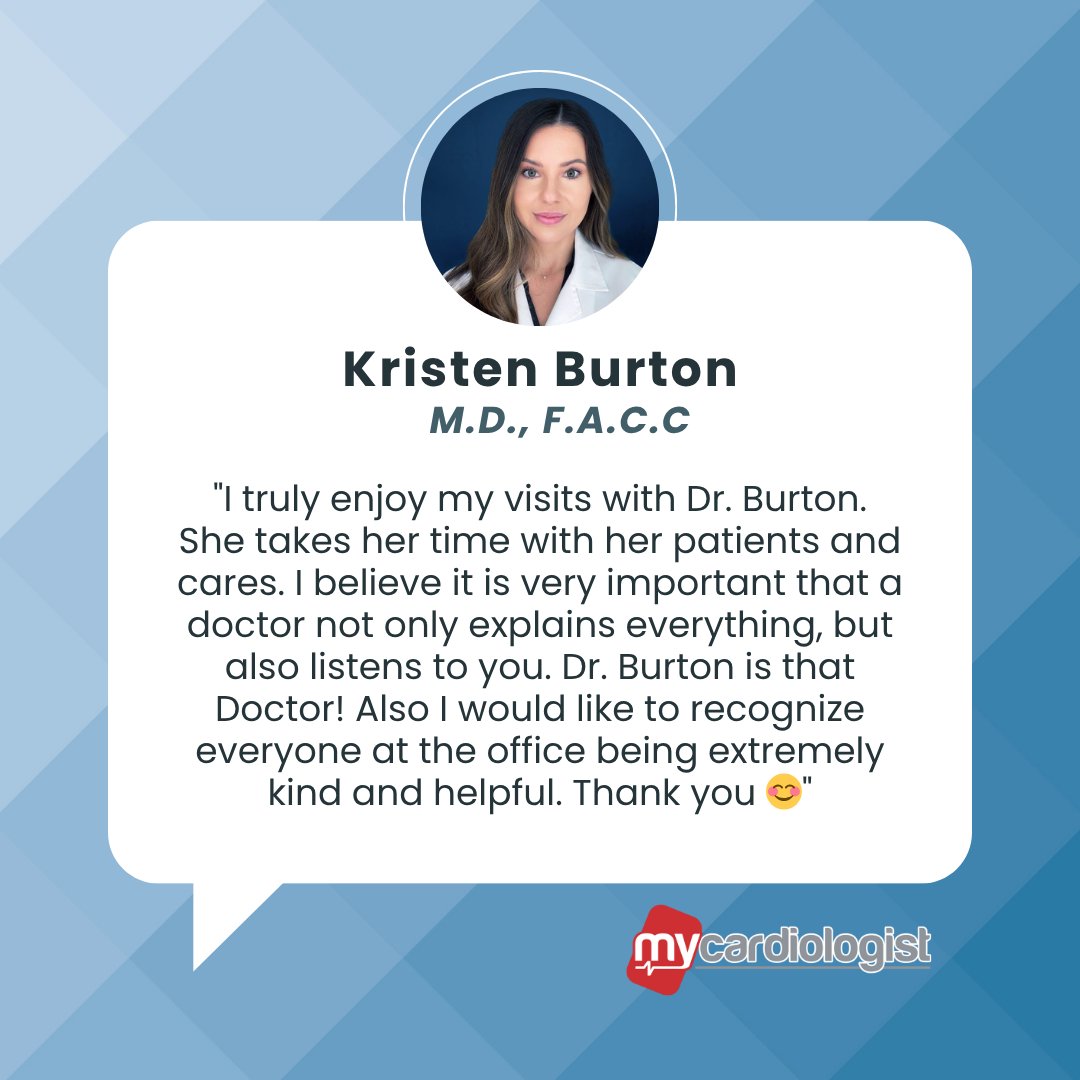 Testimonial Tuesday 💬
Compassionate care starts with listening. Thank you to Dr. Burton and our amazing team for creating a welcoming, supportive experience that puts patients first. 💙

#TestimonialTuesday #HeartHealth #CompassionateCare #PatientExperience #MyCardiologist