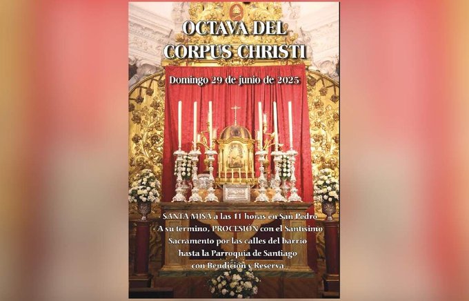 San Pedro y Santiago de Antequera celebran unidos la Octava del Corpus con misa y procesión este domingo 29 de junio