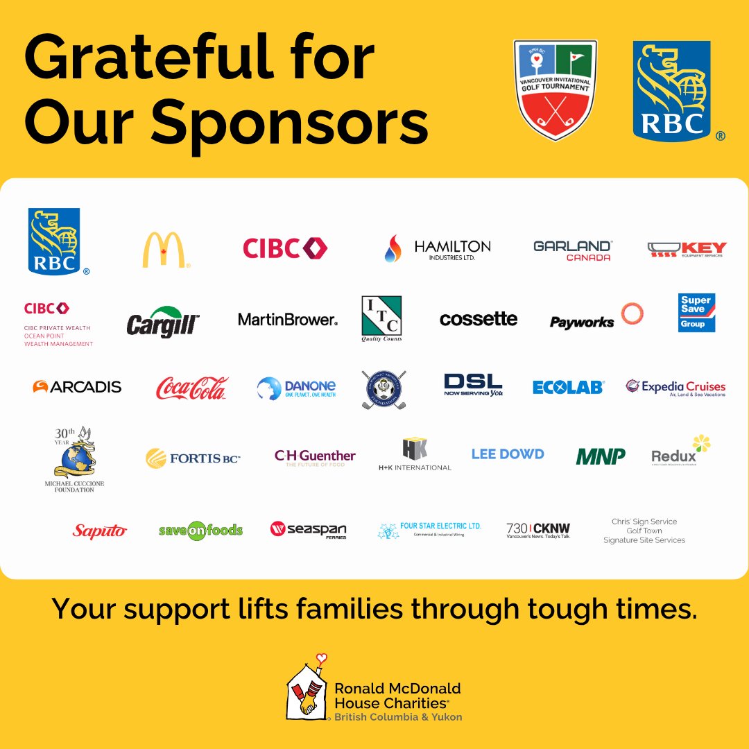 ⛳ The 37th Annual Vancouver Invitational is in full swing! 💛

You don’t need to be on the course to make a difference.

🛍️ Bid in our Silent Auction (closes 7PM): bit.ly/4kR3PF4
💖 Donate: bit.ly/4k433mG

#RMHBCY #BidForGood #KeepingFamiliesClose