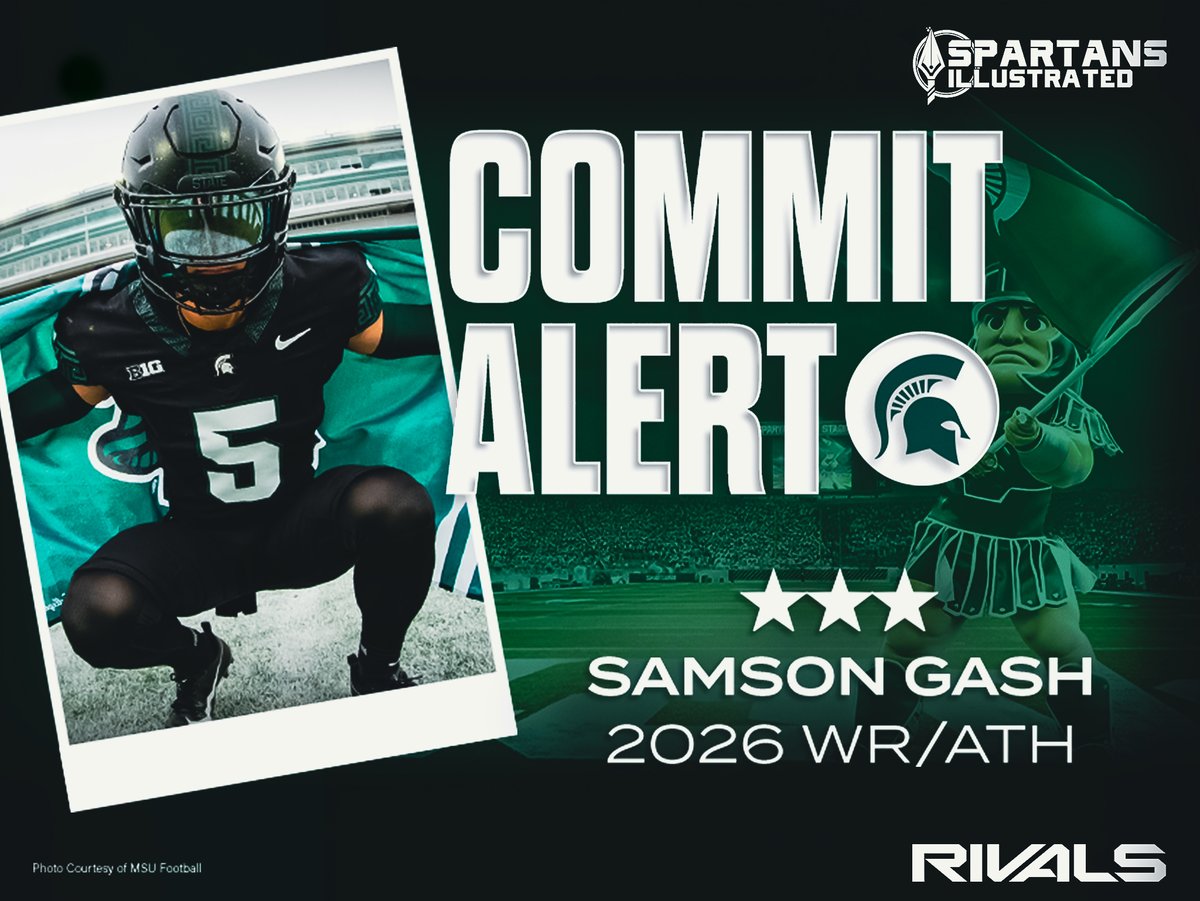 Ryan O'Bleness (@ryanobleness) on Twitter photo BREAKING: Michigan State gets pledge from 2026 in-state speedy WR/ATH Samson Gash (<a href="/GashSamson/">Samson Gash 3⭐️ATH</a>).
"I chose Michigan State because of the family feel and history of Coach Hawk developing guys to the next level."
He has a brother in the program.
Read more: michiganstate.rivals.com/news/2026-thre… BREAKING: Michigan State gets pledge from 2026 in-state speedy WR/ATH Samson Gash (<a href="/GashSamson/">Samson Gash 3⭐️ATH</a>).
"I chose Michigan State because of the family feel and history of Coach Hawk developing guys to the next level."
He has a brother in the program.
Read more: michiganstate.rivals.com/news/2026-thre…