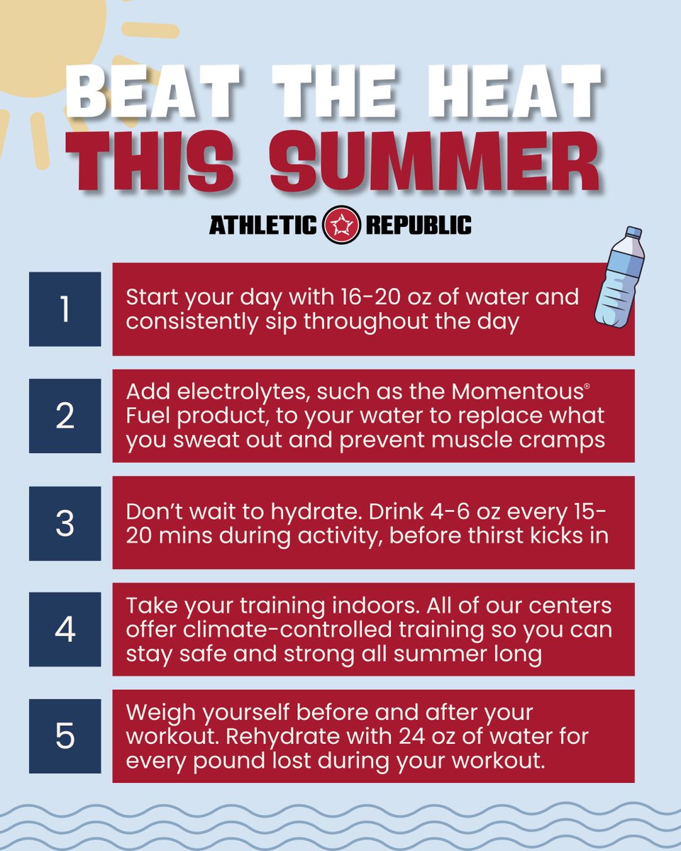 Beat the heat wave this week and all summer long!🔥

Stay cool, recover faster, and keep crushing your workouts with smart hydration and indoor training 💪💧