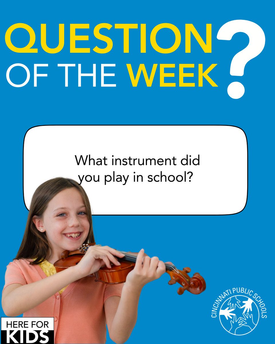 IamCPS's tweet image. Summer's here, and so is a brand new way to stay connected ☀️ CPS Question of the Week is intended to spark fun conversations and hear from YOU!
This week’s question: What instrument did you play in school? 🎷🎻🥁 Let us know in the comments 🎼 #WeAreCPS #HereforKids