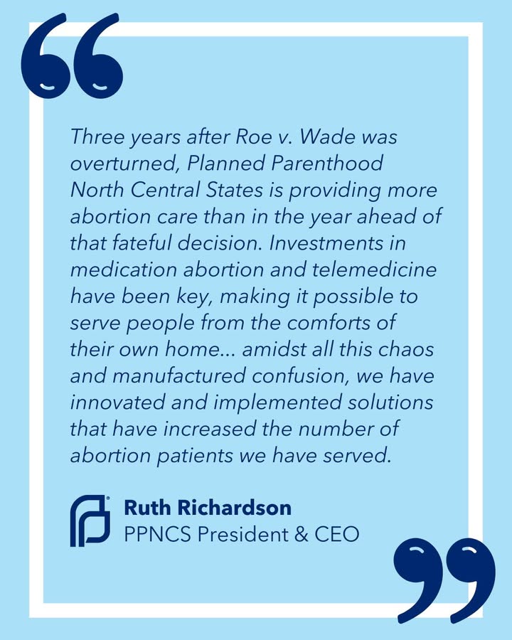 ppnorthcentral's tweet photo. It’s been three years since Roe v. Wade was overturned, and despite a hostile landscape and the patchwork quilt of laws, bans, and restrictions, providers have adapted to meet patient needs. https://t.co/2xJKp7zV7O