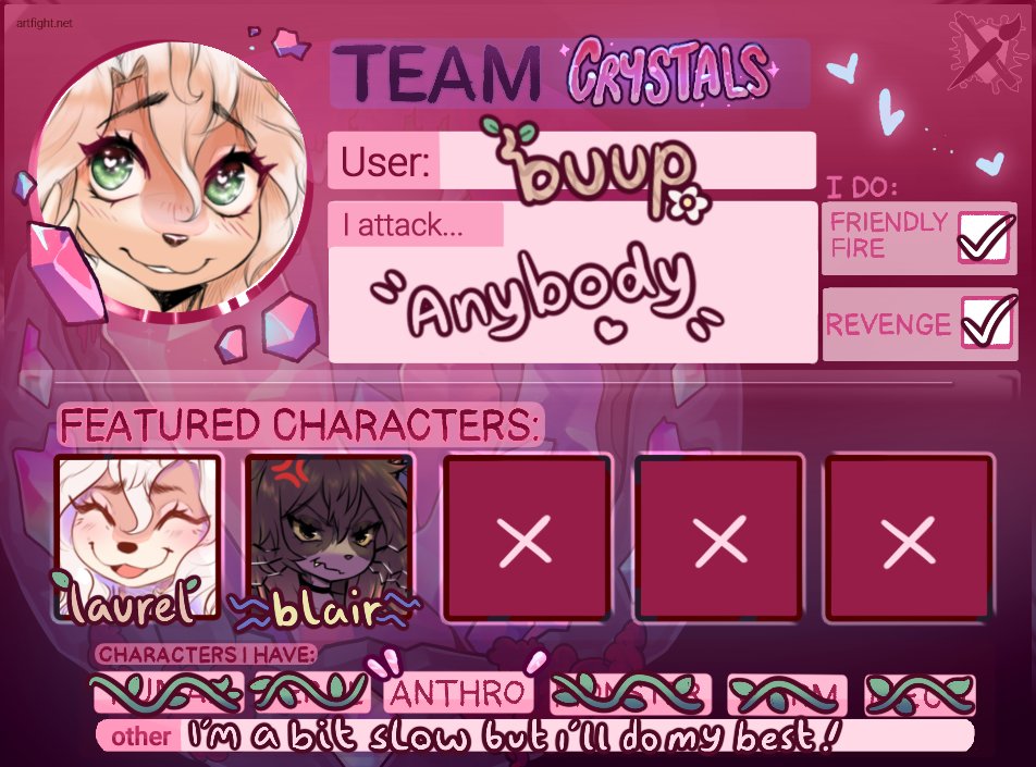buupnya's tweet image. Come get me ๐ #artfight2025
artfight.net/~buup
