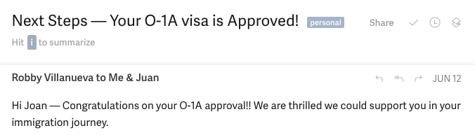Joan Cabezas (@josancamon19) on Twitter photo Finally became an alien of extraordinary ability, just got my <a href="/O1Visa/">O1 Visa for Extraordinary Ability</a> approved!! Thank you <a href="/lighthousehq_/">Lighthouse</a> Finally became an alien of extraordinary ability, just got my <a href="/O1Visa/">O1 Visa for Extraordinary Ability</a> approved!! Thank you <a href="/lighthousehq_/">Lighthouse</a>